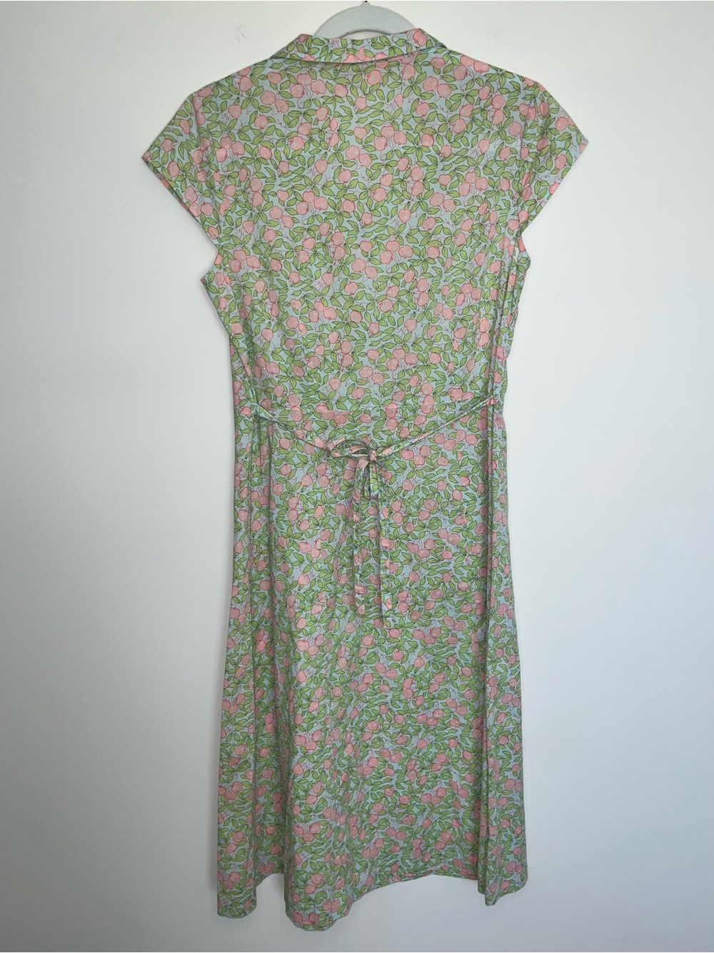 April Cornell Y2K Green Pink Apple Print Cotton Midi Dress Cottagecore Prairie S - Picture 3 of 9